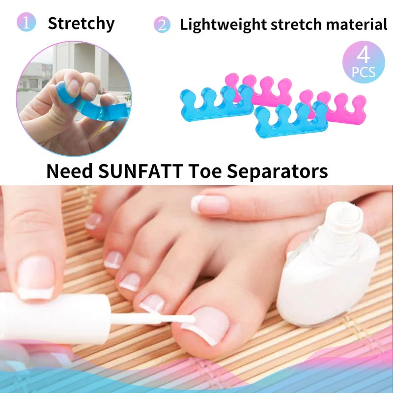 SUNFATT Toe Separators for Women,Toe Spacers for Women,Repeatable Washable Toe Separators,Toe Separators for Nail Polish Application,Soft Gel Pedicure Tools. - Image 3
